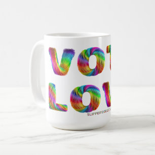 SlipperyJoe vote love equality rainbow-coloured fu Coffee Mug