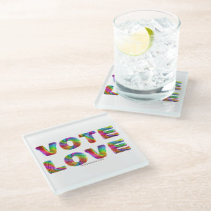 SlipperyJoe vote love equality rainbow-coloured fu Glass Coaster