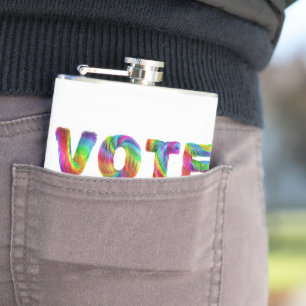 SlipperyJoe vote love equality rainbow-coloured fu Hip Flask