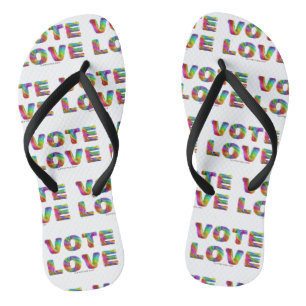 SlipperyJoe vote love equality rainbow-coloured fu Jandals