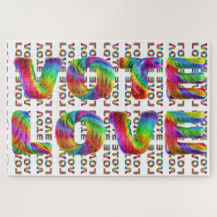 SlipperyJoe vote love equality rainbow-coloured fu Jigsaw Puzzle