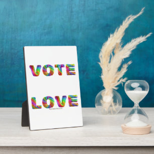 SlipperyJoe vote love equality rainbow-coloured fu Plaque