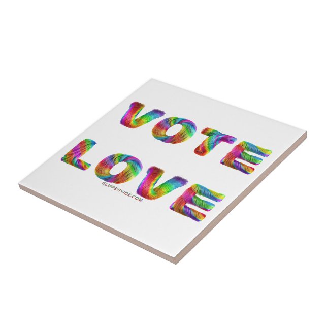SlipperyJoe vote love equality rainbow-coloured fu Tile (Side)