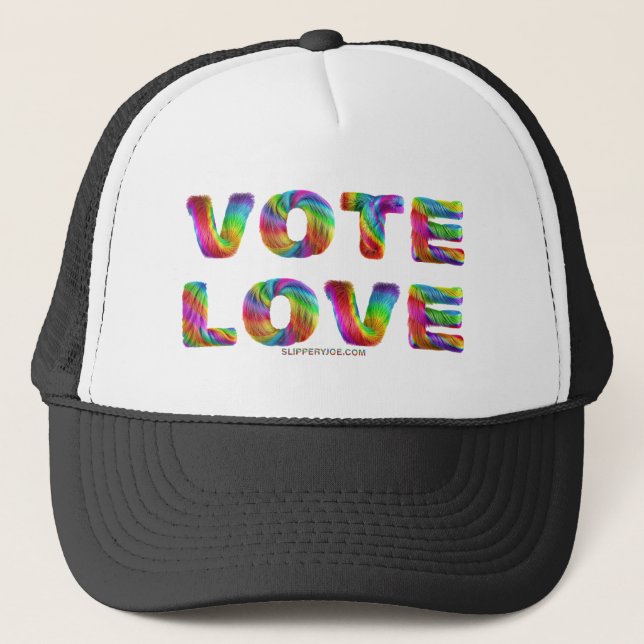 SlipperyJoe vote love equality rainbow-coloured fu Trucker Hat (Front)