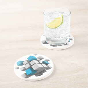 SlipperyJoe's 3D cubes squares three-dimensional d Coaster