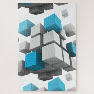 SlipperyJoe's 3D cubes squares three-dimensional d Jigsaw Puzzle
