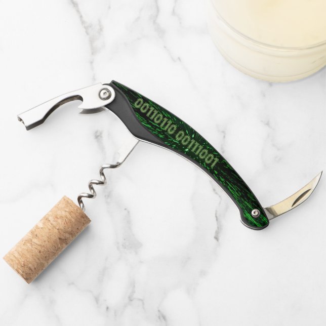 SlipperyJoe's 69 binary code vibrant green compute Corkscrew (Front)