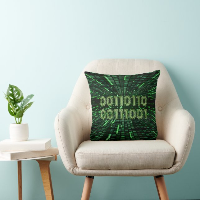 SlipperyJoe's 69 binary code vibrant green compute Cushion (Chair)