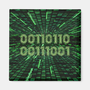 SlipperyJoe's 69 binary code vibrant green compute Magnet