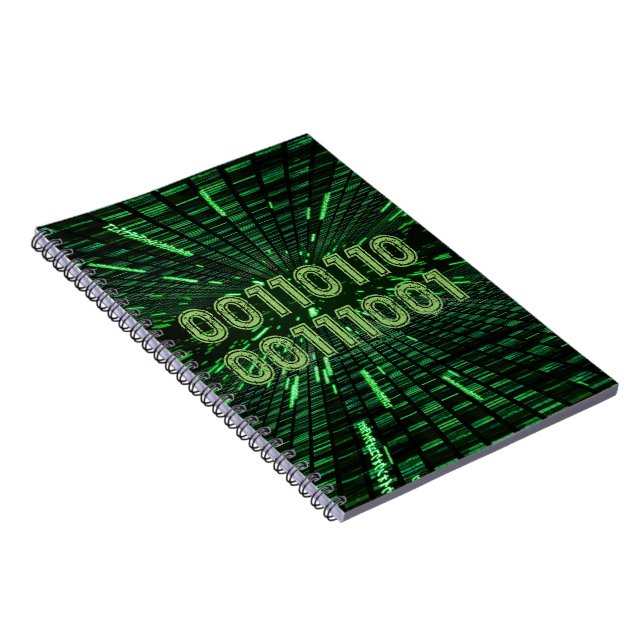 SlipperyJoe's 69 binary code vibrant green compute Notebook (Right Side)