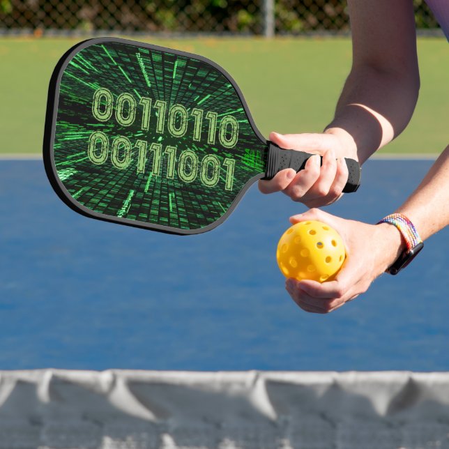 SlipperyJoe's 69 binary code vibrant green compute Pickleball Paddle (Insitu)