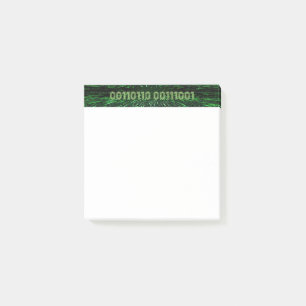 SlipperyJoe's 69 binary code vibrant green compute Post-it Notes