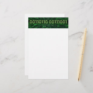 SlipperyJoe's 69 binary code vibrant green compute Stationery