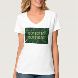 SlipperyJoe's 69 binary code vibrant green compute T-Shirt