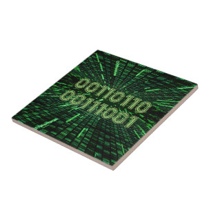 SlipperyJoe's 69 binary code vibrant green compute Tile