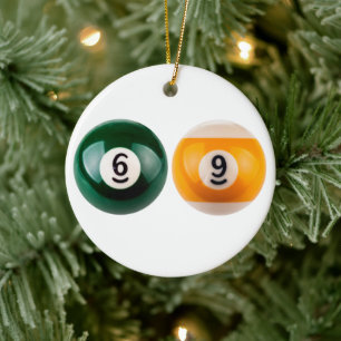 SlipperyJoe's 69 hard pool table two billiard ball Ceramic Tree Decoration