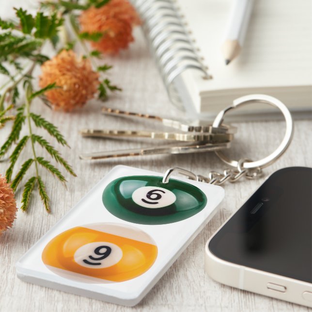 SlipperyJoe's 69 hard pool table two billiard ball Key Ring (Front Right)