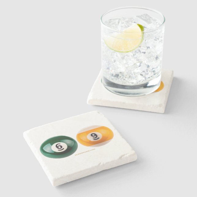 SlipperyJoe's 69 hard pool table two billiard ball Stone Coaster (Side)