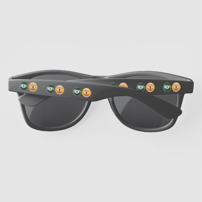 SlipperyJoe's 69 hard pool table two billiard ball Sunglasses (Back)