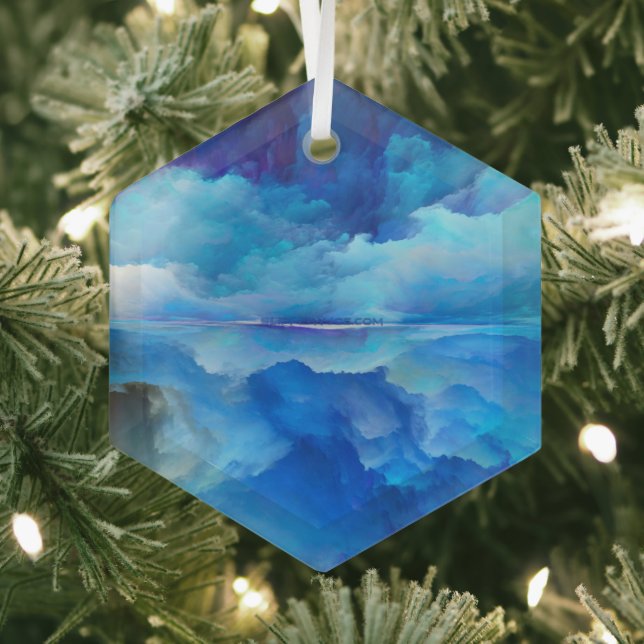 SlipperyJoe's abstract cloud artwork colourful sur Glass Tree Decoration (Insitu)