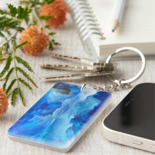 SlipperyJoe's abstract cloud artwork colourful sur Key Ring
