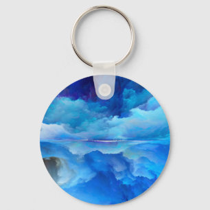 SlipperyJoe's abstract cloud artwork colourful sur Key Ring