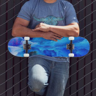 SlipperyJoe's abstract cloud artwork colourful sur Skateboard