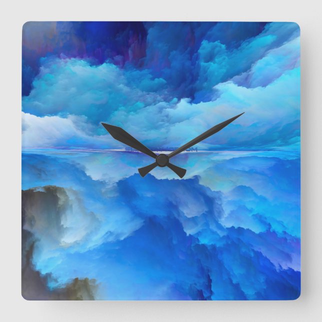 SlipperyJoe's abstract cloud artwork colourful sur Square Wall Clock (Front)