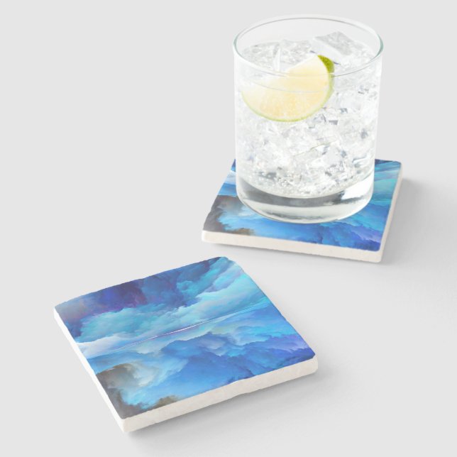 SlipperyJoe's abstract cloud artwork colourful sur Stone Coaster (Side)