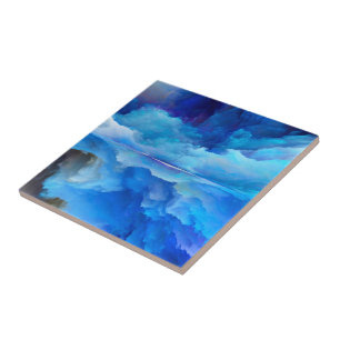 SlipperyJoe's abstract cloud artwork colourful sur Tile