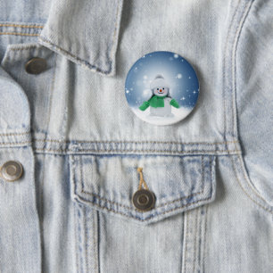 SlipperyJoe's adorable Christmas snowman character 6 Cm Round Badge
