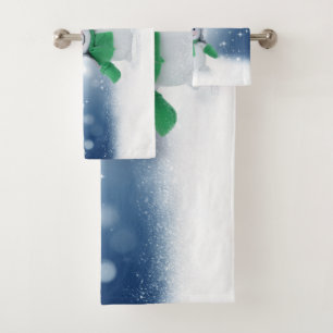 SlipperyJoe's adorable Christmas snowman character Bath Towel Set