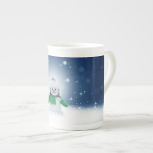 SlipperyJoe's adorable Christmas snowman character Bone China Mug