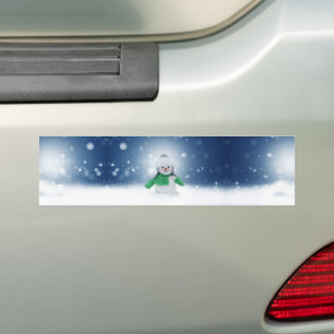 SlipperyJoe's adorable Christmas snowman character Bumper Sticker
