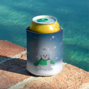 SlipperyJoe's adorable Christmas snowman character Can Cooler