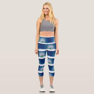 SlipperyJoe's adorable Christmas snowman character Capri Leggings