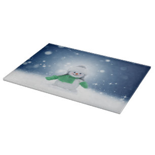 SlipperyJoe's adorable Christmas snowman character Cutting Board