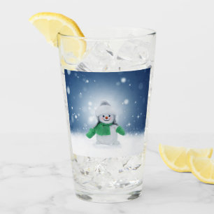 SlipperyJoe's adorable Christmas snowman character Glass