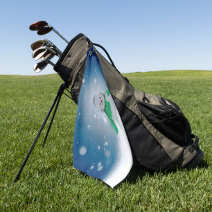 SlipperyJoe's adorable Christmas snowman character Golf Towel