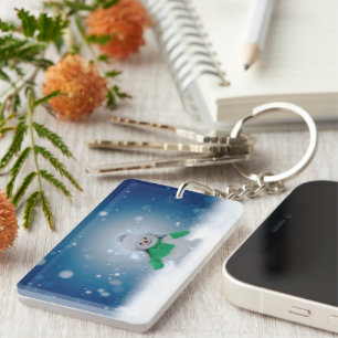 SlipperyJoe's adorable Christmas snowman character Key Ring
