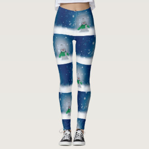 SlipperyJoe's adorable Christmas snowman character Leggings