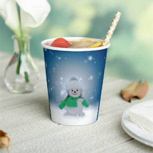 SlipperyJoe's adorable Christmas snowman character Paper Cups