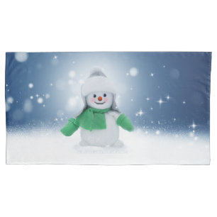 SlipperyJoe's adorable Christmas snowman character Pillowcase