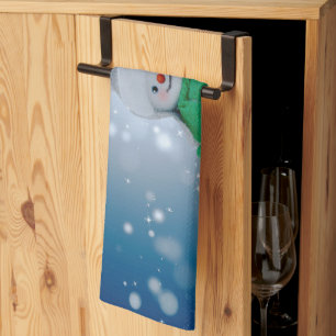 SlipperyJoe's adorable Christmas snowman character Tea Towel