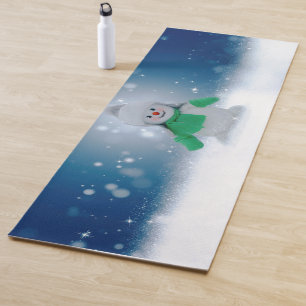 SlipperyJoe's adorable Christmas snowman character Yoga Mat