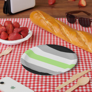 SlipperyJoe's Agender Pride Flag gay gifts LGBTQIA Paper Plate