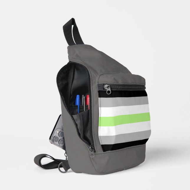 SlipperyJoe's Agender Pride Flag gay gifts LGBTQIA Sling Bag (Open)