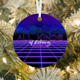 SlipperyJoe's all kinds wrong bold 3D text retro 1 Metal Tree Decoration