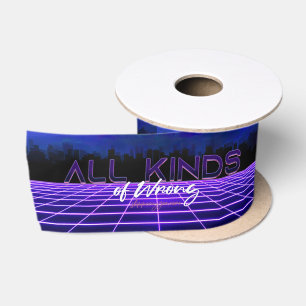 SlipperyJoe's all kinds wrong bold 3D text retro 1 Satin Ribbon