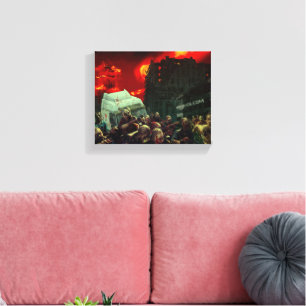 SlipperyJoe's apocalyptic Halloween scene large gr Canvas Print